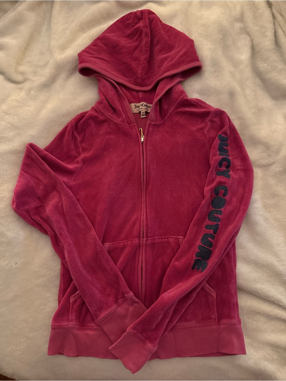 Juicy Couture Hot Pink Velour Zip Hoodie